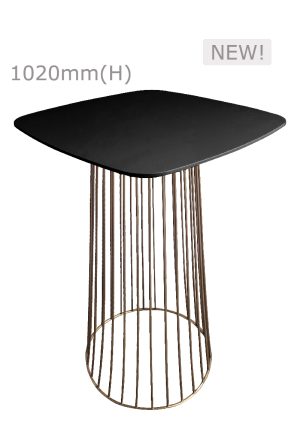 replica birdcage bar table gold & squarish top black