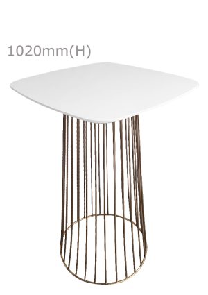 Replica Birdcage Bar Table - Gold & Squarish Top - White