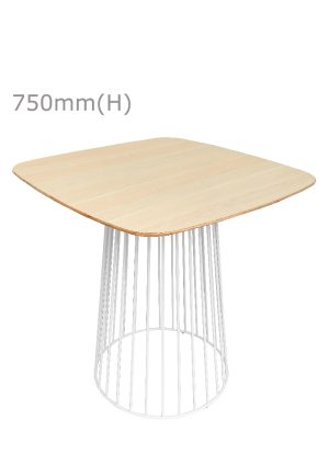 Replica birdcage table - white & squarish top - wood.