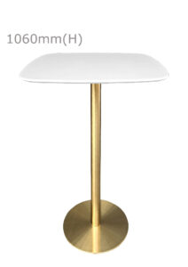 VALO BAR TABLE - GOLD & SQUARISH TOP - WHITE (BT2 - G - SW)