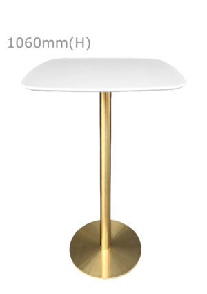 VALO BAR TABLE - GOLD & SQUARISH TOP - WHITE (BT2 - G - SW)
