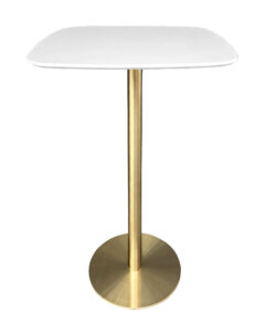 VALO BAR TABLE - GOLD & SQUARISH TOP - WHITE (BT2 - G - SW)