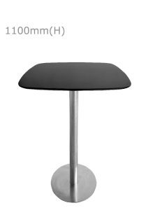 Cooper High Table - Silver & Squarish Top - Black