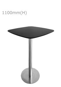 Cooper High Table - Silver & Squarish Top - Black