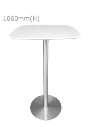 VALO BAR TABLE - SILVER & SQUARISH TOP - WHITE (BT2 - S - SW)
