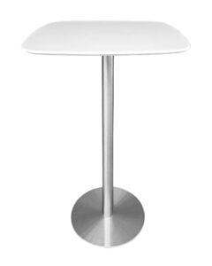 VALO BAR TABLE - SILVER & SQUARISH TOP - WHITE (BT2 - S - SW)