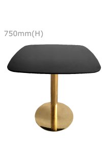 Cooper Round Table - Gold & Squarish Top - Black