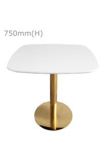 Cooper Round Table - Gold & Squarish Top - White