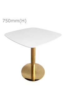 Cooper Round Table - Gold & Squarish Top - White