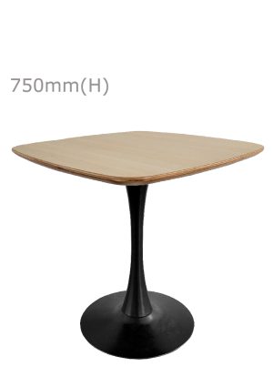 Tulip Table - Black & Squarish Top - Wood