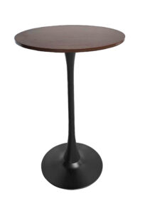 TULIP BAR TABLE - BLACK & ROUND TOP - WOOD (BT10 - B - BR)