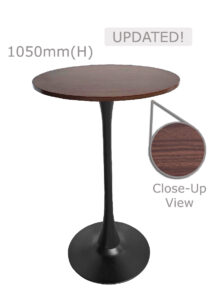 TULIP BAR TABLE - BLACK & ROUND TOP - WOOD (BT10 - B - BR)