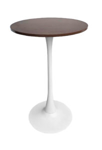 TULIP BAR TABLE - WHITE & ROUND TOP - WOOD (BT10 - W - BR)