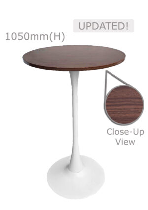 TULIP BAR TABLE - WHITE & ROUND TOP - WOOD (BT10 - W - BR)
