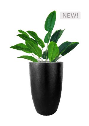 FAUX TRAVELLER'S PALM IN FIBRE LARGE BLACK PLANTER (OVERALL 110CMH) (FL82 - TPFLB)