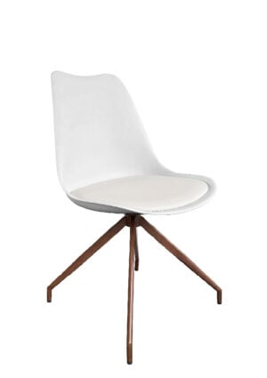 LEVO™ CHAIR - WHITE WITH WOOD LEGS (CH34 - WBR)