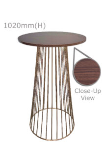 BIRDCAGE BAR TABLE - GOLD & ROUND TOP - WOOD (BT5 - G - RBR)