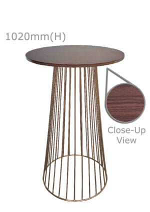 BIRDCAGE BAR TABLE - GOLD & ROUND TOP - WOOD (BT5 - G - RBR)