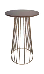 BIRDCAGE BAR TABLE - GOLD & ROUND TOP - WOOD (BT5 - G - RBR)
