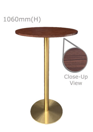 VALO BAR TABLE - GOLD & ROUND TOP - WOOD (BT2 - G - RBR)