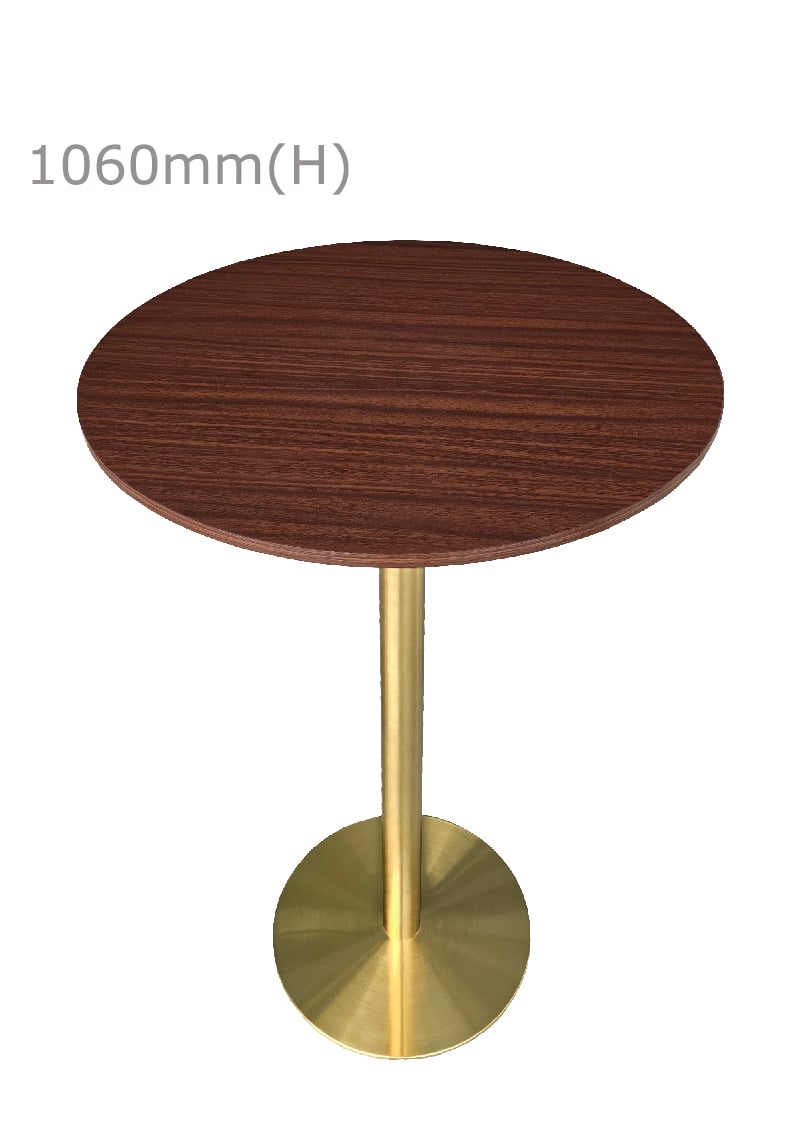 VALO BAR TABLE - GOLD & ROUND TOP - WOOD (BT2 - G - RBR)