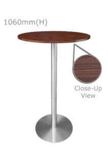 VALO BAR TABLE - SILVER & ROUND TOP - WOOD (BT2 - S - RBR)