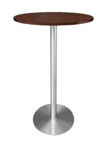 VALO BAR TABLE - SILVER & ROUND TOP - WOOD (BT2 - S - RBR)