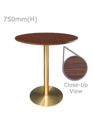 VALO MEETING TABLE - GOLD & ROUND TOP - WOOD (TB27 - G - RBR)