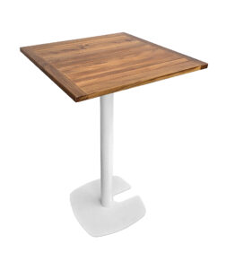 FIN™ BAR TABLE - WHITE & SQUARE TOP - TEAK WOOD (BT1 - W - STK)
