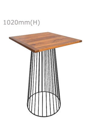 BIRDCAGE BAR TABLE - BLACK & SQUARE TOP - TEAK WOOD (BT5 - B - STK)