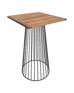 BIRDCAGE BAR TABLE - BLACK & SQUARE TOP - TEAK WOOD (BT5 - B - STK)