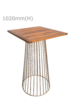 BIRDCAGE BAR TABLE - GOLD & SQUARE TOP - TEAK WOOD (BT5 - G - STK)