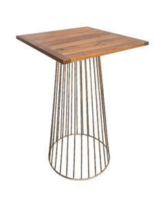BIRDCAGE BAR TABLE - GOLD & SQUARE TOP - TEAK WOOD (BT5 - G - STK)