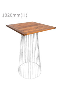BIRDCAGE BAR TABLE - WHITE & SQUARE TOP - TEAK WOOD (BT5 - W - STK)