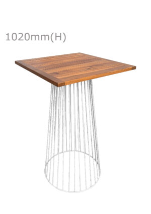 BIRDCAGE BAR TABLE - WHITE & SQUARE TOP - TEAK WOOD (BT5 - W - STK)