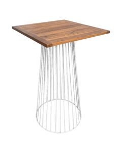 BIRDCAGE BAR TABLE - WHITE & SQUARE TOP - TEAK WOOD (BT5 - W - STK)