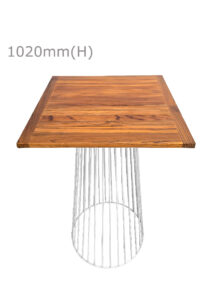 BIRDCAGE BAR TABLE - WHITE & SQUARE TOP - TEAK WOOD (BT5 - W - STK)