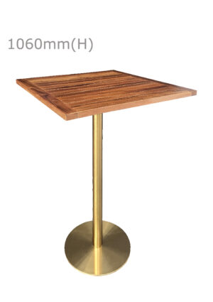 VALO BAR TABLE - GOLD & SQUARE TOP - TEAK WOOD (BT2 - G - STK) HIGH RES