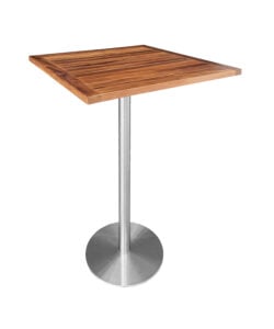 VALO BAR TABLE - SILVER & SQUARE TOP - TEAK WOOD (BT2 - S - STK)