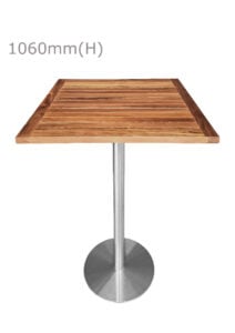 VALO BAR TABLE - SILVER & SQUARE TOP - TEAK WOOD (BT2 - S - STK)