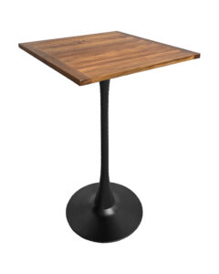 TULIP BAR TABLE - BLACK & SQUARE TOP - TEAK WOOD (BT10 - B - STK)