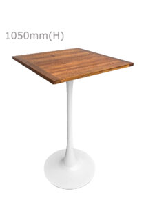 TULIP BAR TABLE - WHITE & SQUARE TOP - TEAK WOOD (BT10 - W - STK)