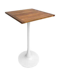 TULIP BAR TABLE - WHITE & SQUARE TOP - TEAK WOOD (BT10 - W - STK)