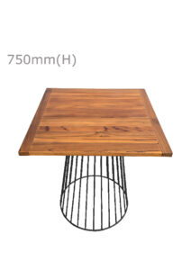 TULIP TABLE - BLACK & SQUARE TOP - TEAK WOOD (TB20 - B - STK)