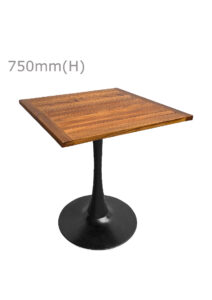 TULIP TABLE - BLACK & SQUARE TOP - TEAK WOOD (TB5 - B - STK)