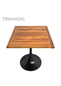 TULIP TABLE - BLACK & SQUARE TOP - TEAK WOOD (TB5 - B - STK)