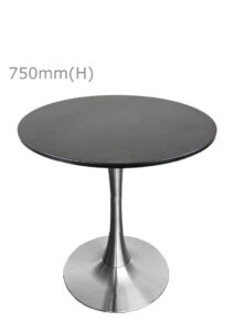 TULIP TABLE - SILVER & ROUND TOP - BLACK (TB5 - S - RB)