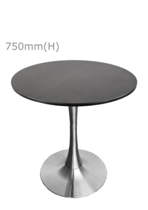 TULIP TABLE - SILVER & ROUND TOP - BLACK (TB5 - S - RB)