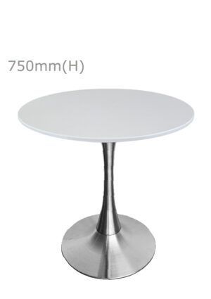 TULIP TABLE - SILVER & ROUND TOP - WHITE (TB5 - S - RW)