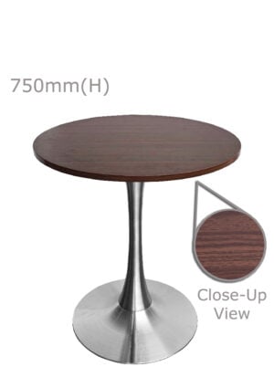 TULIP TABLE - SILVER & ROUND TOP - WOOD (TB5 - S - RBR)